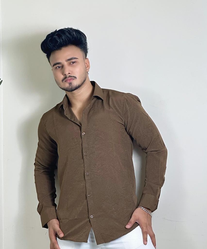 Chocolate Colour China Formal Shirt Crushed